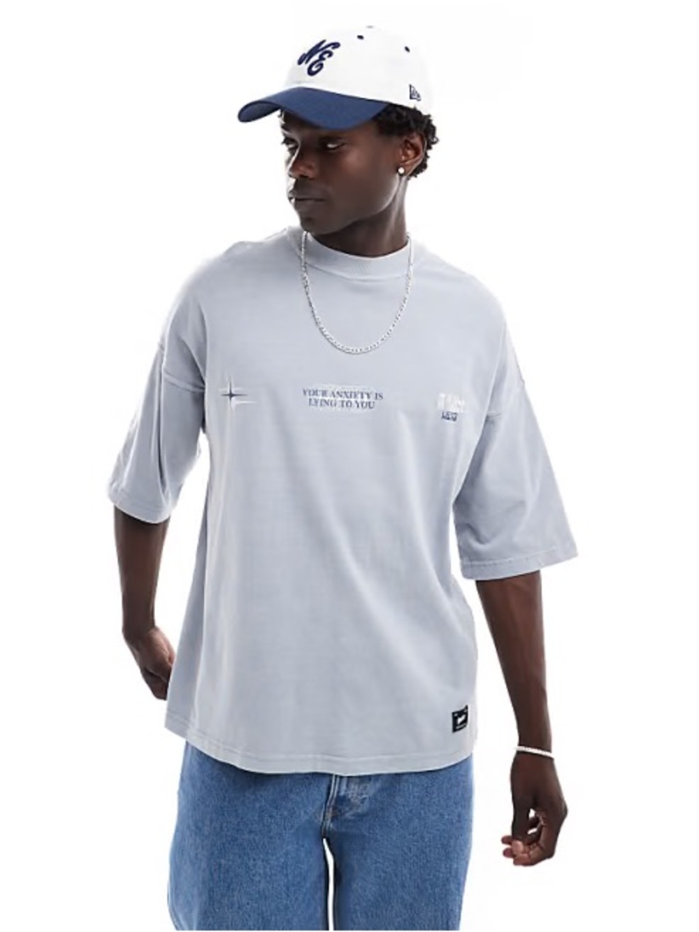 Pull & Bear “Your Anxiety Is Lying To You” Graphic Tee Gray XS NWT